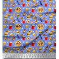 thumbnail image 1 of Soimoi Satin Silk Fabric Cold Drink,Pizza & Burger Food Printed Craft Fabric by The Yard 42 Inch Wide, 1 of 1