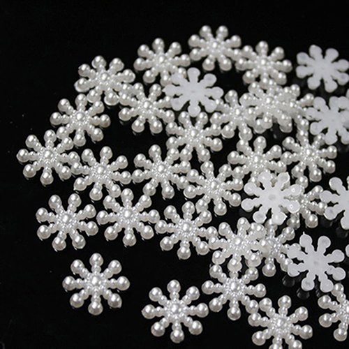 DIY 100pcs Snowflake Snow Flatback Pearl Embellishments Christmas Craft Decor