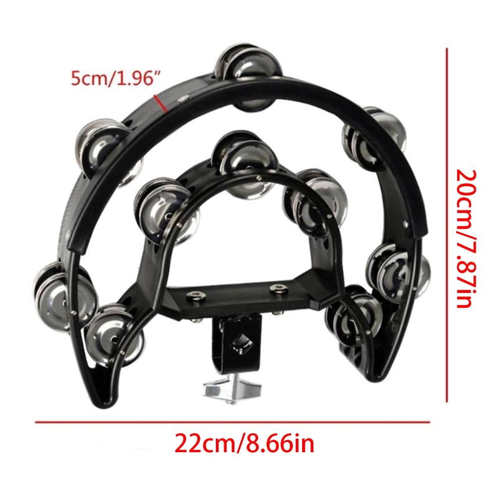 Yihuala Drum Set Tambourine with Mounting Eye Bolt Half Shape Hi-hat Tambourine Double Row Tambourine Easy to Use