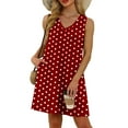 thumbnail image 3 of Annhoo Sleeveless Dresses for Women Polka Dot V Neck A-Line Loose Comfy Casual Beach Mini Sundresses, 3 of 7