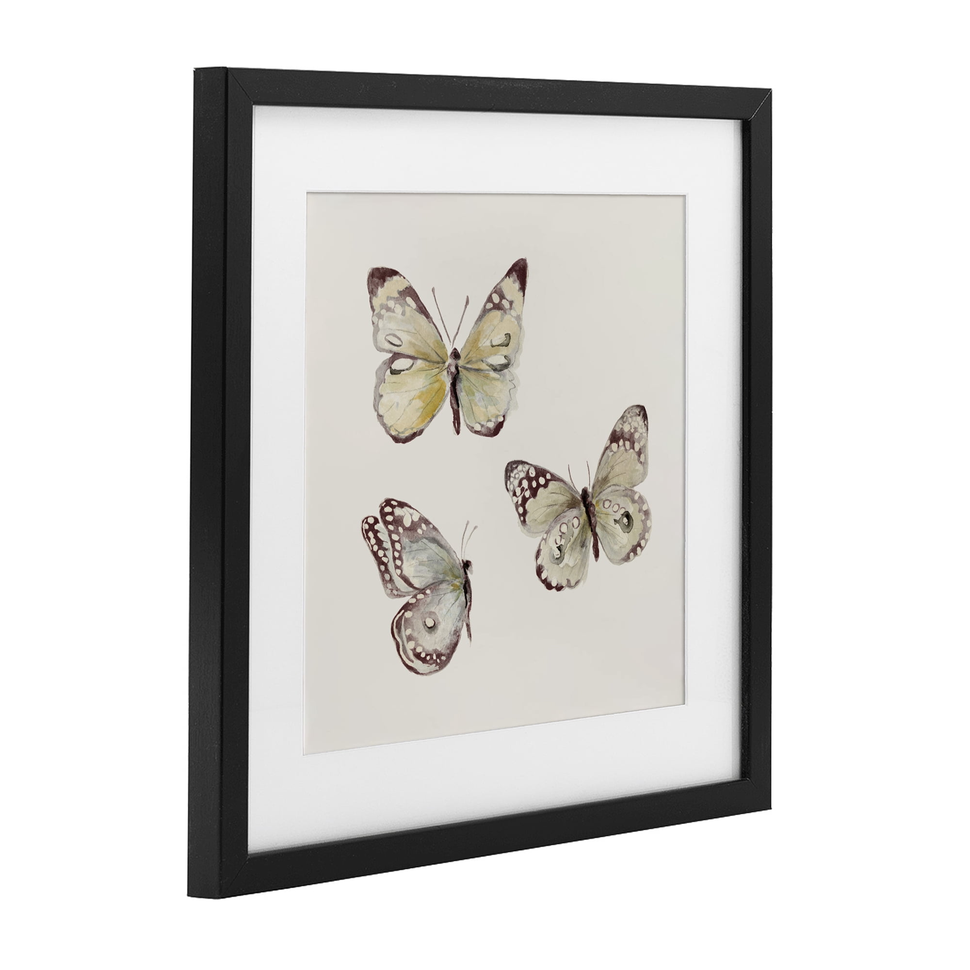 Stupell Industries Delicate Butterflies on Beige Black Framed Print Under Glass, design by Patricia Pinto