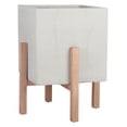 thumbnail image 3 of SAFAVIEH Anston Modern Glam Square Patio Planter with Stand, Natural/Light Grey, 3 of 7