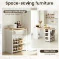 thumbnail image 4 of MELLCOM Extendable Kitchen Island,Mobile with Storage,2 Side Shelves,Suitable as Dining Table,for Dining Room/Open Kitchen/House Bar,21.5x15.7 to 52x21.5 Inch,White, 4 of 5