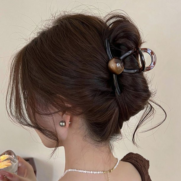 Ganfancp Acrílico Perla Grande Clip de Pelo Agarra Clip de Las Mujeres de La Parte Posterior de La Cabeza de Alta Gama de Tiburones Clip de Temperamento Versátil Clip de Pelo Headwears Ofertas Del Dí