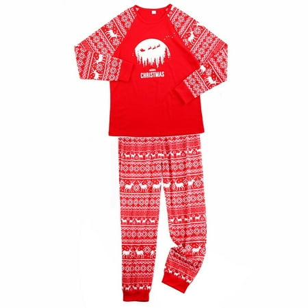 

Linen Purity Christmas Family Pajamas Two-Piece Suit Warm Cartoon Print Parent-child Outfit Sleepwear