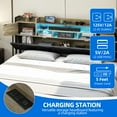 thumbnail image 2 of DEXTRUS King Size PU Leather Bed Frame with Storage Headboard & LED Lights, Upholstered Bed Frame with Power Outlets & Drawers, Black, 2 of 8