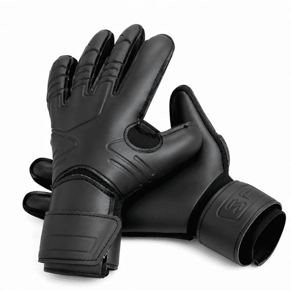 FLORNIX Men Kids Adult Professional Goalkeeper Gloves Finger Protection Thicken Latex Soccer Football Goalie Gloves 5 Finger Save Guard (black gloves, size 10)