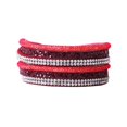 thumbnail image 1 of Multi Layer Design Bracelet PU Sequins Rhinestone Decoration Bangle Delicate Jewelry (Red), 1 of 1