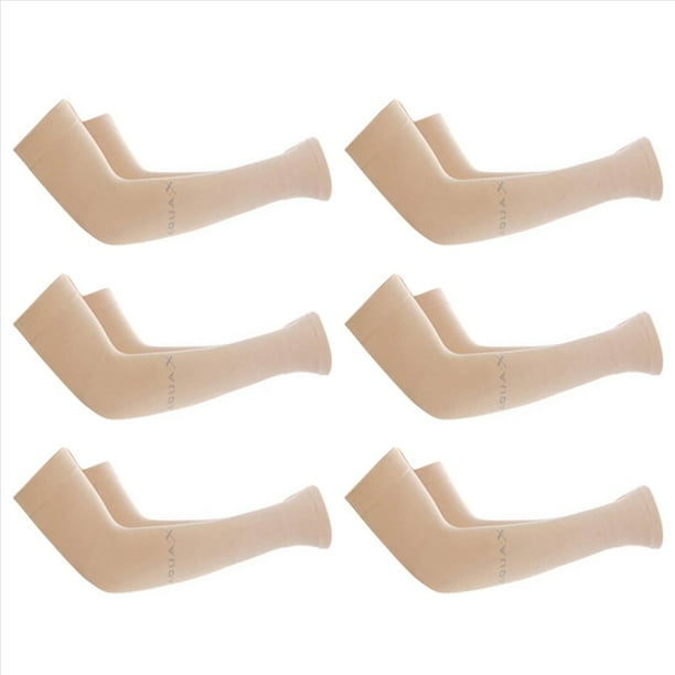 6 Par de Mangas de Enfriamiento de Brazo Unisex Mangas de Brazo de Protección UV para Hombres y Mujeres, para Correr, Ciclismo, Senderismo, Golf (Piel)