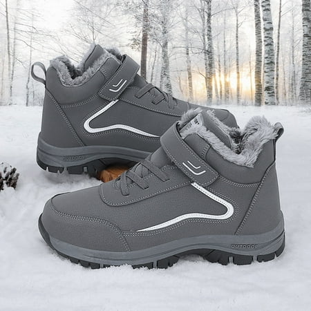 

TALKVE Fashion Couples Men Winter Flat Hook Loop Keep Warm Snow Boots Comfortable Short Boots Sport Shoes