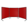 thumbnail image 1 of Bingirl Écran de Soudure 3 Panneaux 6x6FT avec Cadre - Rideau en PVC Résistant aux Flammes, Panneau de Sécurité Transparent, Roues Pivotantes Verrouillables - Rouge pour Atelier, Garage, 1 of 7