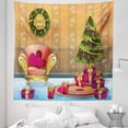 thumbnail image 1 of Christmas Tapestry, Happy Noel Themed Cartoon of Room with Seat Flourish Tree and Gift Boxes, Fabric Wall Hanging Decor for Bedroom Living Room Dorm, 5 Sizes, Multicolor, by Ambesonne, 1 of 1