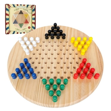 Fugocen Wooden Chinese Checkers Board Game 11.3 inch Portable Travel Family Game for Adults Boys and Girls  2-6 Players