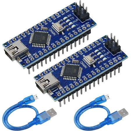 2 Pcs Mini Nano KEF16 V3.0 ATmega328P Microcontroller Board w/USB Cable for Arduino