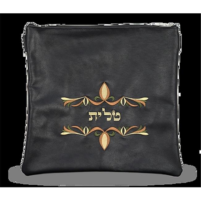 Prestige Embroidery 170YGLG Leather Tallis Bag with a Double Swirl