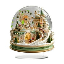SLYNSHome Christmas Village Decorations for Tabletop,Acrylic Christmas Snow House Ornaments Holiday Home Decor Party Supplies