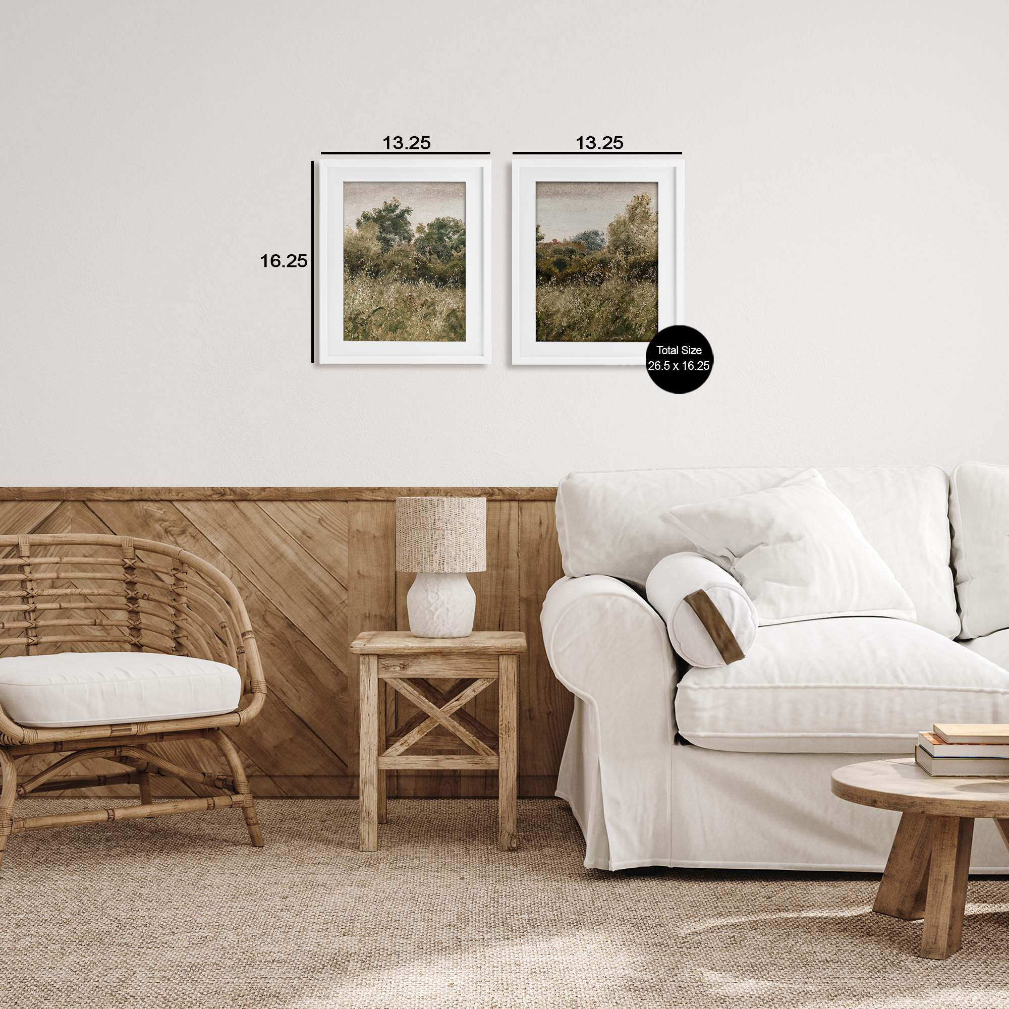 Rural Foliage Thicket 2 Piece White Framed Print Under Glass Set, design by Lettered and Lined
