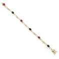 thumbnail image 2 of Gem Stone King 18K Yellow Gold Plated Silver Pink Tourmaline and Blue Sapphire and Round White Lab Grown Diamond Tennis Bracelet for Women (3.13 Cttw, Gemstone Birthstone, Oval 6X4MM, 7.25 inches), 2 of 4