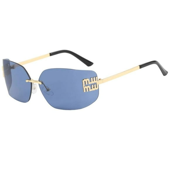 Rimless Y2K Sunglasses, UV400 Protection, Wraparound Shield Design, Square Frame, Black/Gray/Brown Lens Options