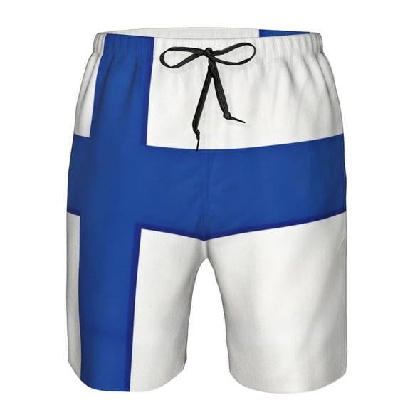 Men's Beach Shorts Flag Of Finland Board Shorts Summer Swim Trunks with Mesh Liner XX-Large