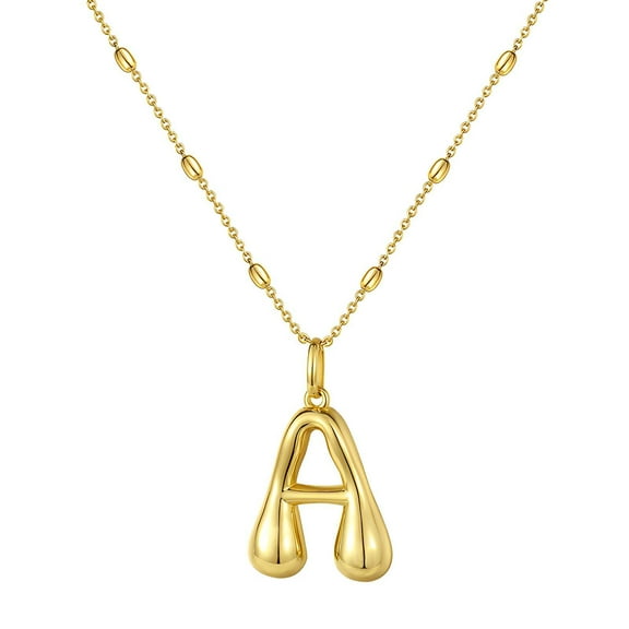 DESIGNICE Initial Necklaces for Women,Niche Design Gold Necklace for Women,Unique Bubble 26-Letter Pendant Letter Necklace for Women,Gold,StyleA