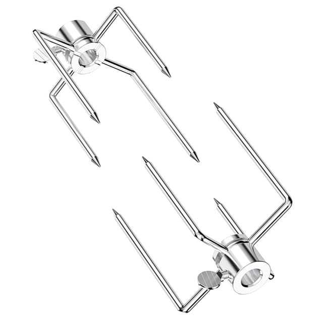 2Pcs Stainless Steel BBQ Rotisserie Forks Heavy Duty Grill Rotisserie Spit Meat Forks Fits Square Spit Rods