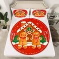 thumbnail image 2 of Manfei Cute Gingerbread Man Twin Sheet Sets,Merry Christmas Twin Fitted Sheet,Gray Red Flat Sheet For Girls,Ultra Soft Home Decor,3pcs, 2 of 7