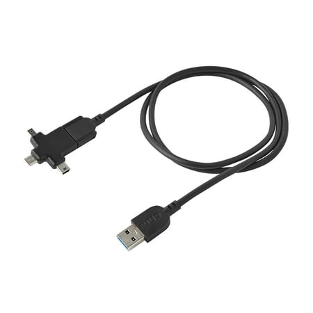 onn USB Universal Multi-Connector Cable with USB-C, Micro-USB, Mini-USB and Mini-B Connectors, 3'