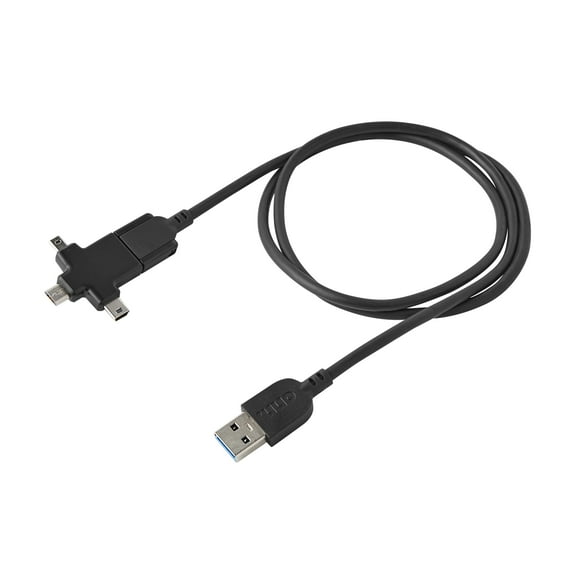 onn 4-in-1 Charge & Sync Cable for Micro USB, Type C, Mini USB and Mini B Devices Black
