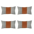thumbnail image 2 of Set of 4 White Faux Leather Lumbar Pillow Covers, 2 of 4