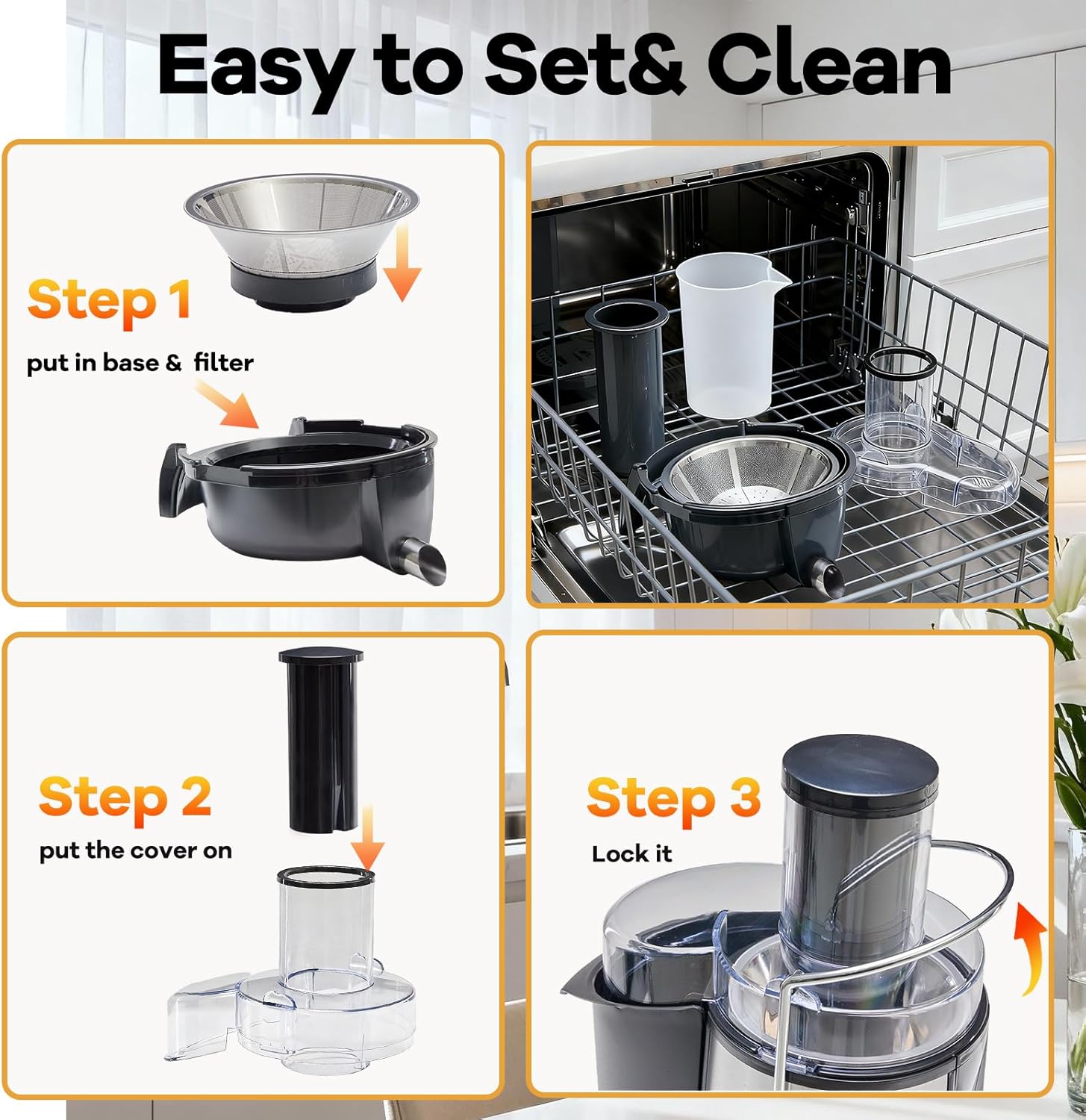 Centrifugal Juicer Machines, 700W  Extractor with 3" Feed Chute for Whole Vegetable and Fruit, Electric Juicer with Dual-Speed Quick Juicing, Easy to Clean, , Silver