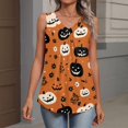 thumbnail image 3 of Fabrcox Halloween Tank Top Women Pumpkin Print V Neck Sleeveless Shirts for Women Workout Fitted Holidays Dressy Women's Tunic Tops Black XXL, 3 of 4