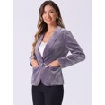 thumbnail image 3 of DARING DIVA Women's Office Coat Solid Shawl Collar Button Velvet Blazer L Dusty Purple, 3 of 6