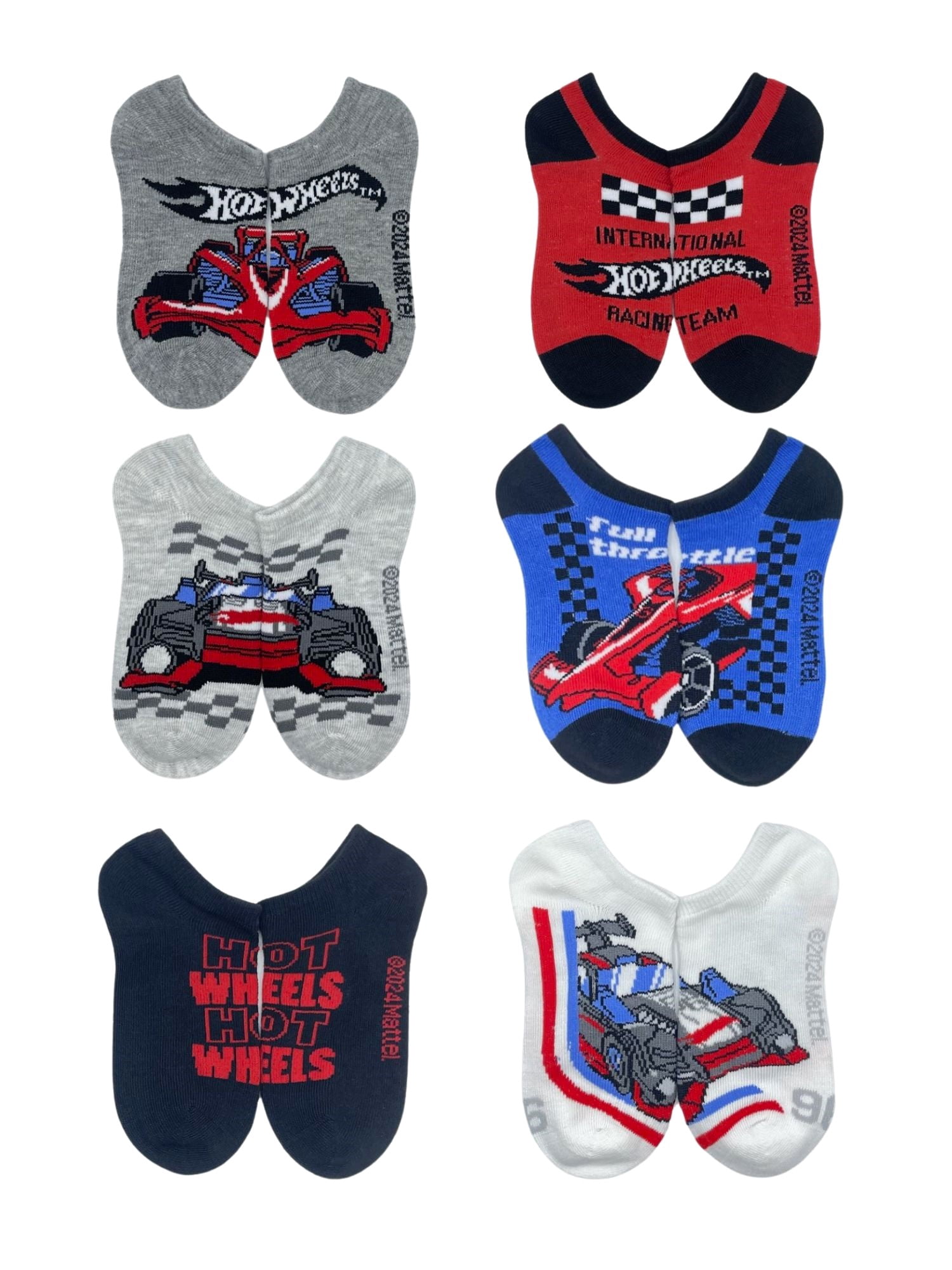 Hot Wheels, Boys 6+2 Bonus No-Show Socks, 8-Pack, Sizes S-L