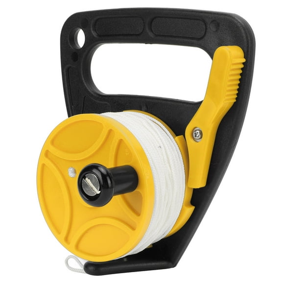 46m White Diving Rope Spool Finger Reel, Multi-Purpose for Cave and Open Water Diving, Yellow