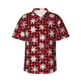 thumbnail image 1 of Vsdgher Chemises Hawaïennes à Carreaux Rouges Flocon de Neige pour Hommes Chemises de Plage Tropicales Vêtements de Vacances -3TG, 1 of 7