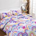thumbnail image 6 of Btargot 3 Piece Colorful Rainbow Queen Bedding Set Kids Rainbow Purple Yellow Clouds Comforter Set, 6 of 12