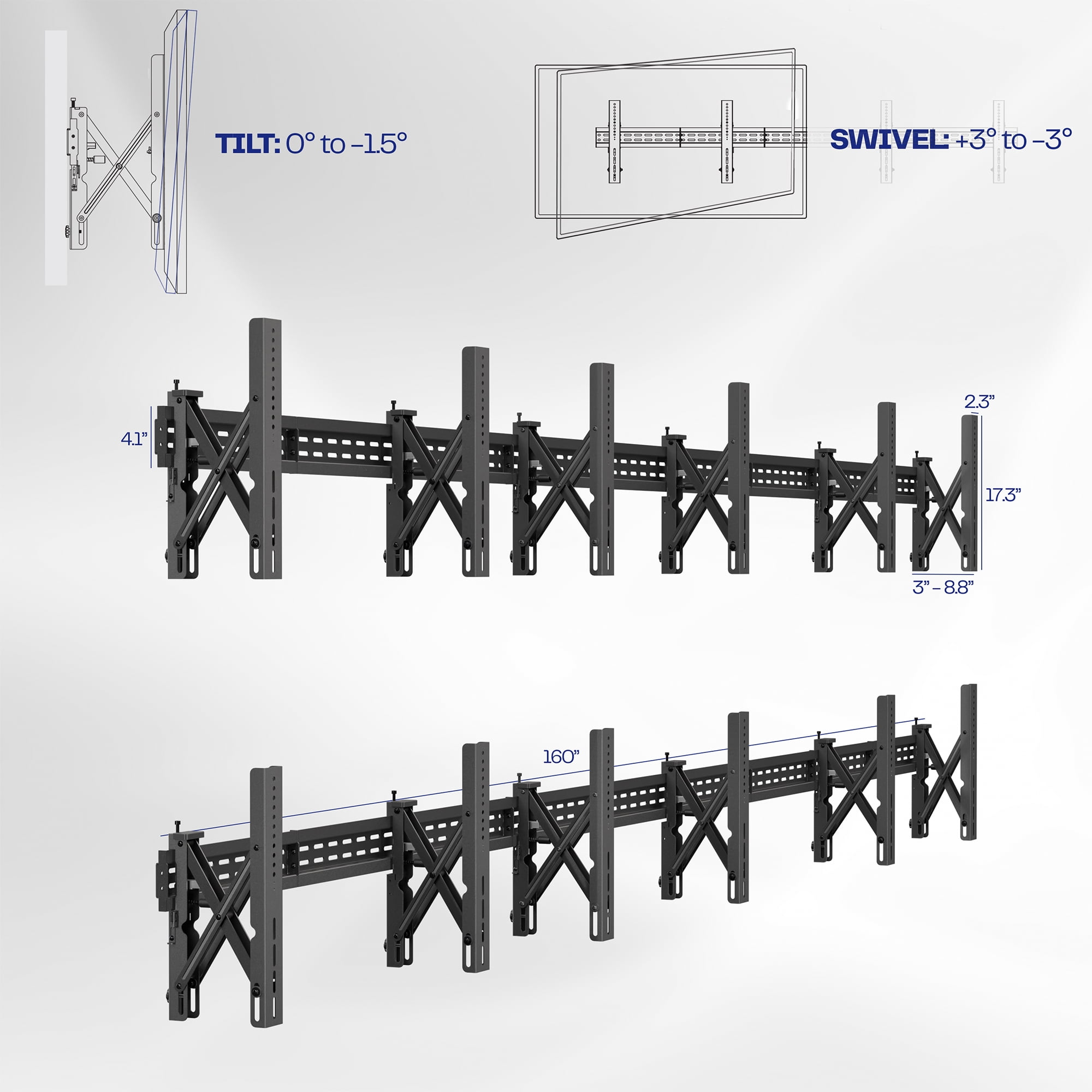 VIVO 2x3 Pop-Out Video Wall Mount (Fits 6 TVs) for 37” to 65” Plasma Screens