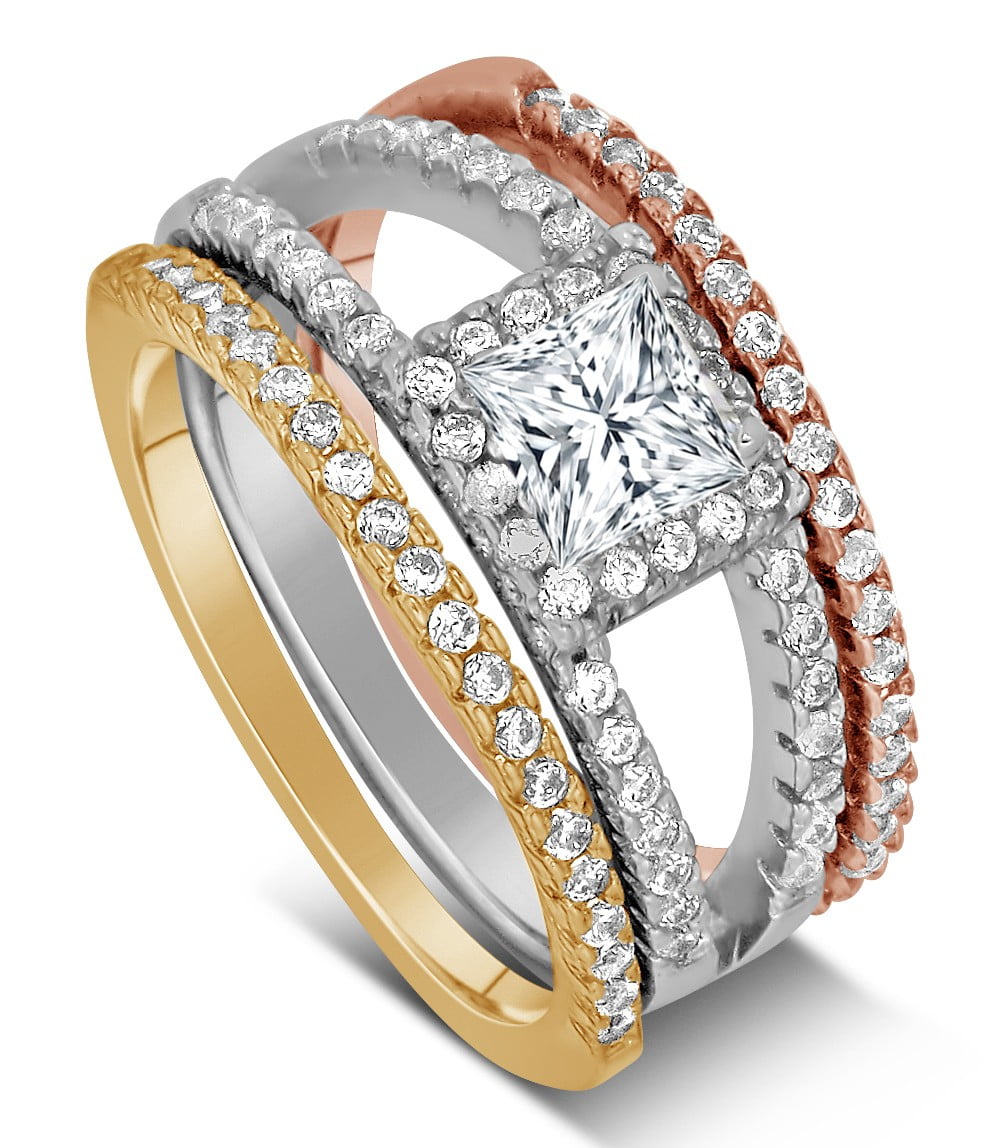Tri Colour Wedding Rings Image Of Ring Enta Web Org 2 Carat Princess Cut Tri Color White Rose And Yellow Gold Trio Colour Ring Las Wedding Band