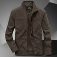 thumbnail image 4 of Timoontee Men's Corduroy Jacket Coat Fall Winter Warm Coats Casual Comfy Stand Collar Coats Solid Textured Zip Up Outerwear Coats with Mulit Pocket Coffee XXL, 4 of 6