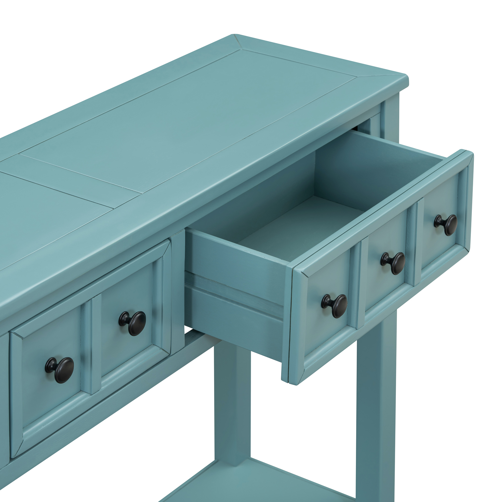 EUROCO 60" Rustic Console Table Sofa Table, Entryway Wood Table with 4 Drawers and Bottom Shelf for Storage, Espresso