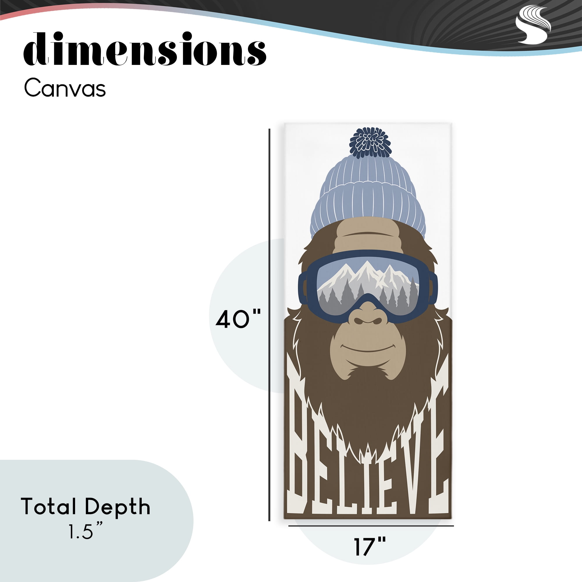 Believe Winter Bigfoot Canvas Wall Art, design by Marcus Prime