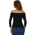 thumbnail image 3 of INSPIRE CHIC Women's Off Shoulder 3/4 Sleeves Party Tops L Black, 3 of 6