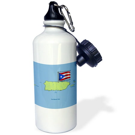 

3dRose Flag and Map of Puerto Rico with the Commonwealth of Puerto Rico printed in English and Spanish - Water Bottle 21-ounce