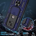 thumbnail image 5 of Moto G Power 2021 Case, with HD Screen Protector (Not Fit 2020/2022), Heavy Duty Shockproof Phone Cover with Magnetic Kickstand Ring for Motorola Moto G Power 2021, Blue, 5 of 15