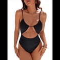 thumbnail image 3 of Traje de Baño de una Pieza para Mujer, con Control de Abdomen, Favorecedor, Atrevido, con Corte Alto, Negro M, 3 of 10