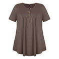 thumbnail image 5 of Chama Women's Plus Size V Neck Short Sleeve Henley Shirt Buttons Up Pleated Tunic Tops, 5 of 8