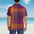 thumbnail image 6 of Daiia Purple Yellow Buffalo Plaid Hawaiian Shirt for Men Gentle Cotton Regular Short Sleeve Casual-Large, 6 of 9