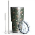 thumbnail image 2 of 30oz Green Highland Cow Dinosaur Pattern Tumblers Stainless Steel Tumbler with Lid and Straw,Vacuum Insulated Double Wall Travel Tumbler Cups Mug with Cleaning Brush for Coffee,Tea, 2 of 7