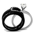 thumbnail image 2 of Two-Tone IP Black (Ion Plating) Stainless Steel Ring with AAA Grade CZ in Clear for Women Clear Stone Color Style TK2303 Size 10, 2 of 3